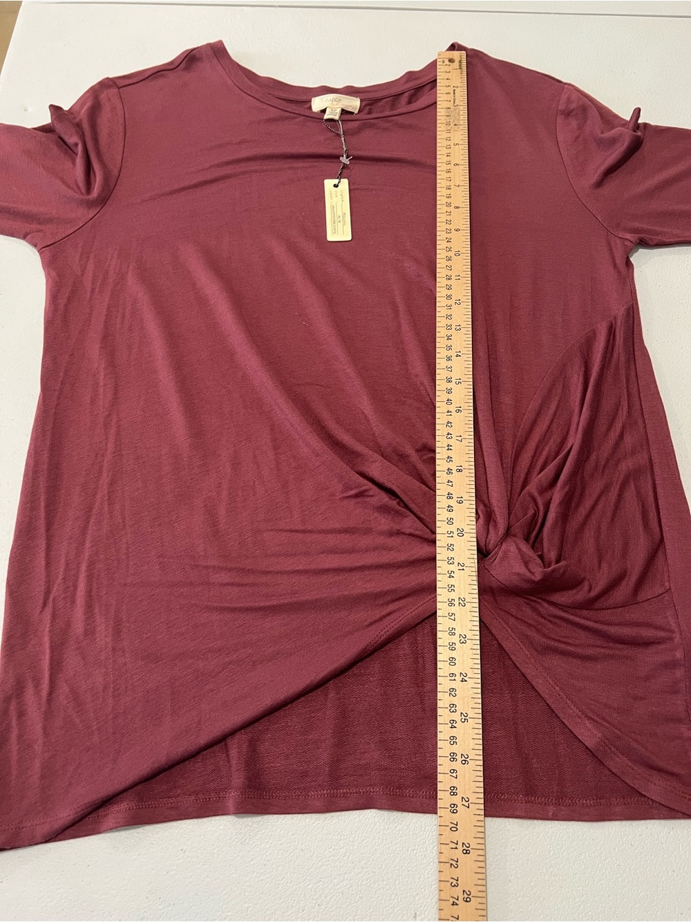 CUPIO Women’s Twist-Front 3/4 Sleeve Top - Mauve Pink M - Picture 6 of 9